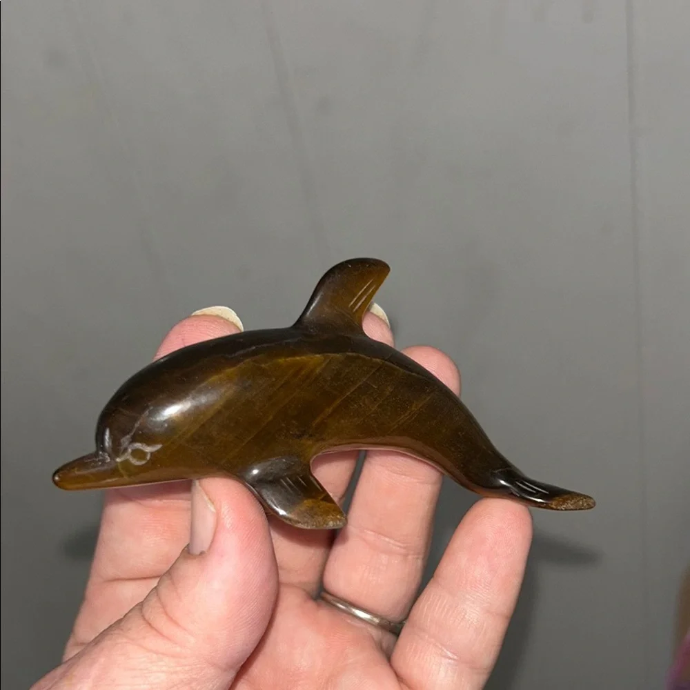 Tigers eye hand carved dolphin